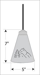 Canyon Pendant Extra Small - Mountain-Pine Tree Cutouts Pendant Light Trees Metal Art