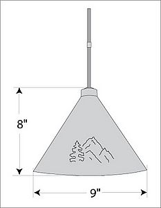 Canyon Pendant Small - Mountain-Pine Tree Cutouts Pendant Light Trees Metal Art