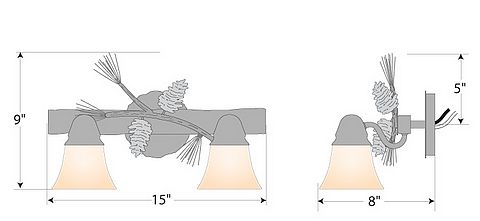 Lakeside Double Bath Vanity Light - Pine Cone Bath 2 Light Pine Cone Metal Art