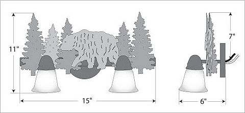 Lakeside Double Bath Vanity Light - Bear Bath 2 Light Bear Metal Art