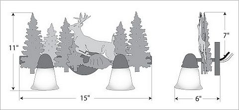 Lakeside Double Bath Vanity Light - Deer Bath 2 Light Deer Metal Art