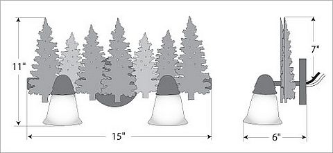 Lakeside Double Bath Vanity Light - Pine Tree Bath 2 Light Trees Metal Art