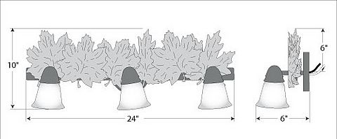 Lakeside Triple Bath Vanity Light - Maple Leaf Bath 3 Light Maple Leaf Metal Art