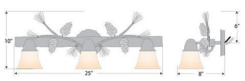 Lakeside Triple Bath Vanity Light - Pine Cone Bath 3 Light Pine Cone Metal Art