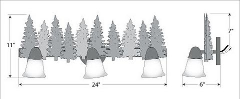 Lakeside Triple Bath Vanity Light - Pine Tree Bath 3 Light Trees Metal Art
