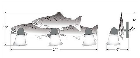 Lakeside Triple Bath Vanity Light - Trout Bath 3 Light Trout Metal Art