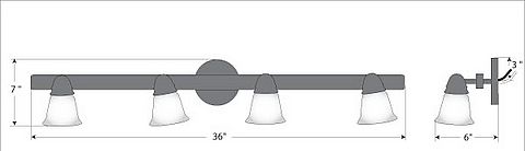 Lakeside Quad Bath Vanity Light - Rustic Plain Bath 4 Light Rustic Plain Metal Art