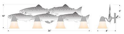 Lakeside Quad Bath Vanity Light - Trout Bath 4 Light Trout Metal Art