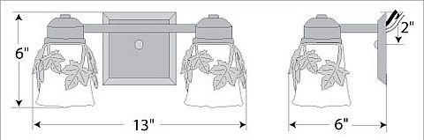 Woodland Double Bath Vanity Light - Maple Leaf Bath 2 Light Maple Leaf Metal Art