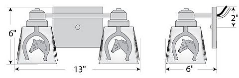 Woodland Double Bath Vanity Light - Horse Horseshoe Bath 2 Light Western Metal Art