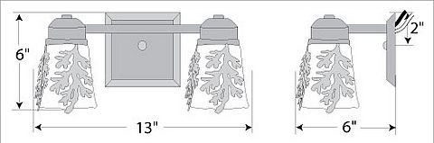 Woodland Double Bath Vanity Light - Cedar Bough Bath 2 Light Trees Metal Art