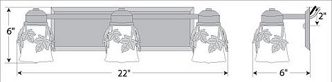 Woodland Triple Bath Vanity Light - Maple Leaf Bath 3 Light Maple Leaf Metal Art