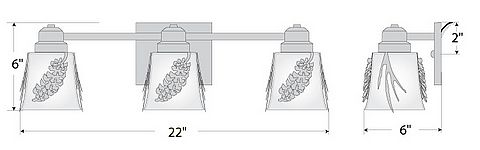 Woodland Triple Bath Vanity Light - Spruce Cone Bath 3 Light Pine Cone Metal Art