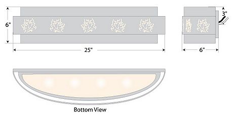 Northridge Bath Vanity Light 24w - Maple Cutout Bath 3 Light Maple Leaf Metal Art
