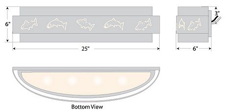 Northridge Bath Vanity Light 24w - Fish Cutout Bath 3 Light Fish Metal Art
