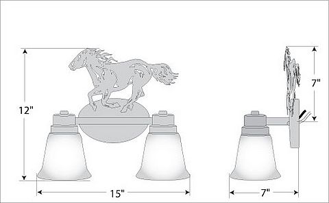 Sienna Double Bath Vanity Light - Horse Bath 2 Light Horse Metal Art