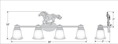 Sienna Quad Bath Vanity Light - Horse Bath 4 Light Horse Metal Art