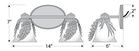 Sienna Double Bath Vanity Light - Spruce Cone Bath 2 Light Pine Cone Metal Art