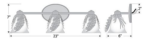 Sienna Triple Bath Vanity Light - Spruce Cone Bath 3 Light Pine Cone Metal Art
