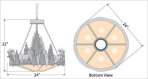 Crestline Chandelier Small - Shade Bottom - Elk Chandelier Elk Metal Art