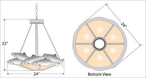 Crestline Chandelier Small - Bowl Bottom - Trout Chandelier Trout Metal Art