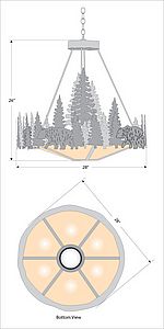 Crestline Chandelier Medium - Shade Bottom - Bear Chandelier Bear Metal Art