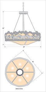 Crestline Chandelier Medium - Shade Bottom - Horse Mountain Chandelier Horse Metal Art