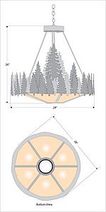Crestline Chandelier Medium - Shade Bottom - Pine Tree Chandelier Trees Metal Art