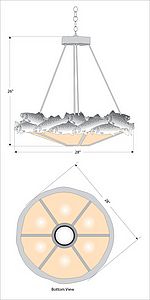 Crestline Chandelier Medium - Shade Bottom - Trout Chandelier Trout Metal Art