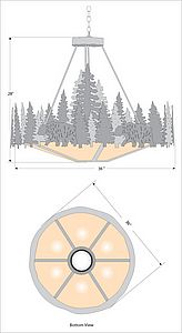 Crestline Chandelier Large - Shade Bottom - Bear Chandelier Bear Metal Art