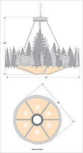 Crestline Chandelier Large - Shade Bottom - Moose Chandelier Moose Metal Art