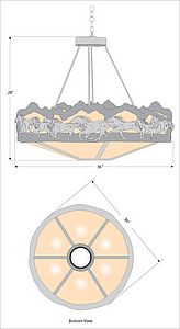 Crestline Chandelier Large - Shade Bottom - Horse Mountain Chandelier Horse Metal Art