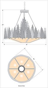 Crestline Chandelier Large - Shade Bottom - Pine Tree Chandelier Trees Metal Art