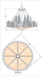 Crestline Chandelier Extra Large - Shade Bottom - Moose Chandelier Moose Metal Art