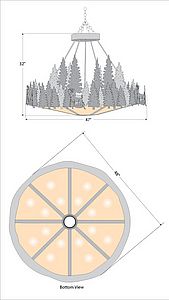 Crestline Chandelier Extra Large - Shade Bottom - Deer Chandelier Deer Metal Art