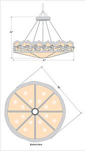 Crestline Chandelier Extra Large - Shade Bottom - Horse Mountain Chandelier Horse Metal Art