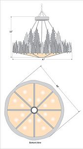 Crestline Chandelier Extra Large - Shade Bottom - Pine Tree Chandelier Trees Metal Art