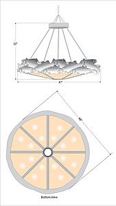 Crestline Chandelier Extra Large - Shade Bottom - Trout Chandelier Trout Metal Art