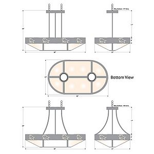 Ridgemont Chandelier Oval - Bison Chandelier Bison Metal Art