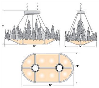 Crestline Chandelier Oval - Bear Chandelier Bear Metal Art