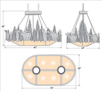 Crestline Chandelier Oval - Moose Chandelier Moose Metal Art