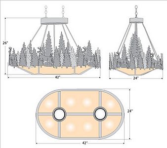 Crestline Chandelier Oval - Deer Chandelier Deer Metal Art