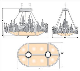 Crestline Chandelier Oval - Elk Chandelier Elk Metal Art