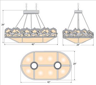 Crestline Chandelier Oval - Horse Mountain Chandelier Horse Metal Art