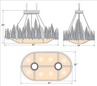 Crestline Chandelier Oval - Pine Tree Chandelier Trees Metal Art
