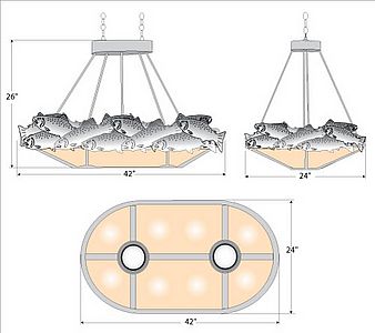 Crestline Chandelier Oval - Salmon Chandelier Salmon Metal Art