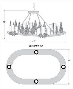 Wisley Chandelier Oval - Cedar Tree Chandelier Trees Metal Art