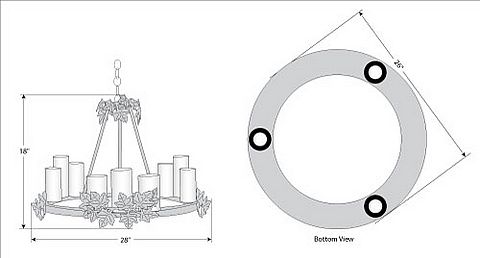 Wisley Chandelier Round Large - Maple Leaf Chandelier Maple Leaf Metal Art