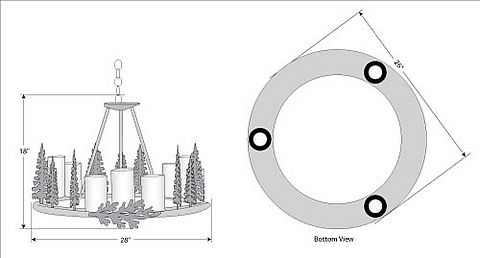 Wisley Chandelier Round Large - Cedar Tree Chandelier Trees Metal Art