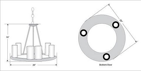 Wisley Chandelier Round Small - Rustic Plain Chandelier Rustic Plain Metal Art